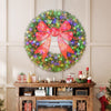 HOMCOM 60in Pre-Lit Christmas Wreath for Front Door with 3D Red Bow