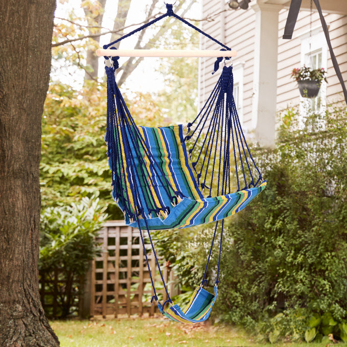 Outsunny Patio Hammock Chair, Hanging Hammock Padded Seat Air Deluxe Sky Swing With Footrest For Any Indoor Or Outdoor Spaces Camping Sleeping Reclining Chair