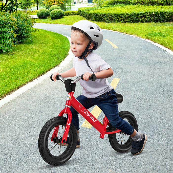 Costway 12 Inch Toddler Balance Bike No Pedal Training Bicycle With Inflatable Rubber Tires Red
