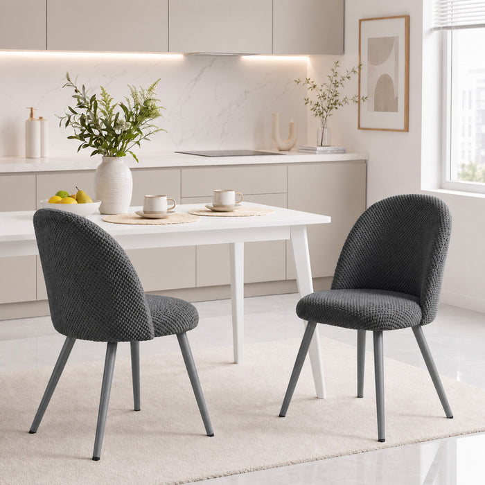 HOMCOM Dining Chairs Set of 2 with Velvet Fabric Upholstery, Dark Grey