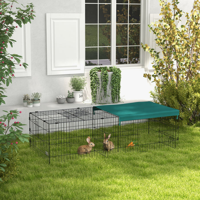 Pawhut 73\" Small Animal Cage, Pet Playpen For Chicken, Rabbits, Chinchillas, Outdoor Small Animal Playpen With Flat Roof, Green