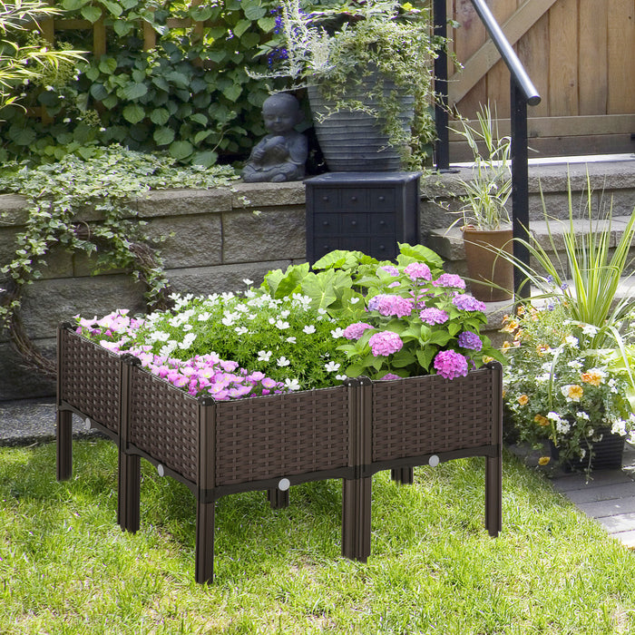 Outsunny 4-piece Raised Garden Bed Pp Raised Flower Bed Plant Stand Stackable Vegetable Herb Grow Box