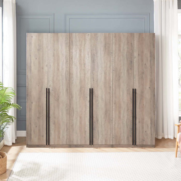 Lee Modern 32\" Wardrobe Closet in Rustic Gray - Set of 3 Armoire