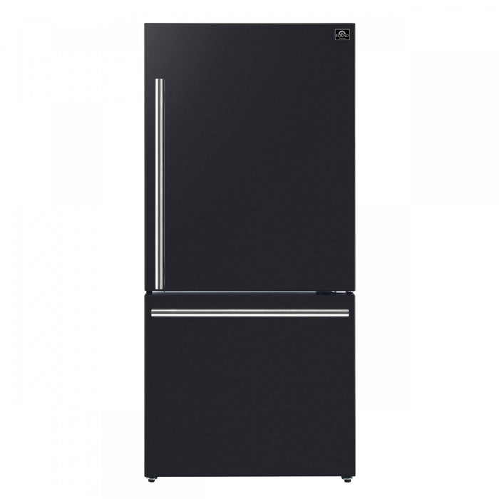 Forno Milano Espresso 31 Inch Bottom Freezer, Black, 17.2 cu.ft. - FFFFD1785-31BLK