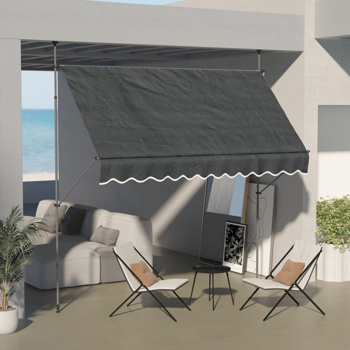 Outsunny 10' X 4' Retractable Awning, Freestanding & Non-screw, Dark Grey