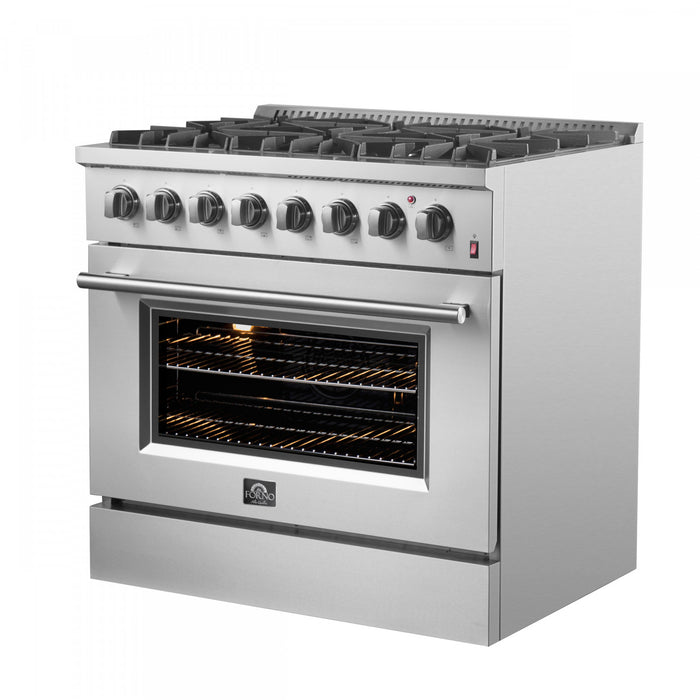 Forno Marco 36\" Dual Fuel Range, Stainless Steel, 5.36 cu. Ft. - FFSGS6197-36