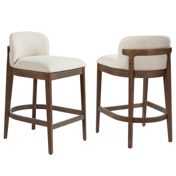 Calista Rubber Wood Counter Stool Set of 2,Walnut