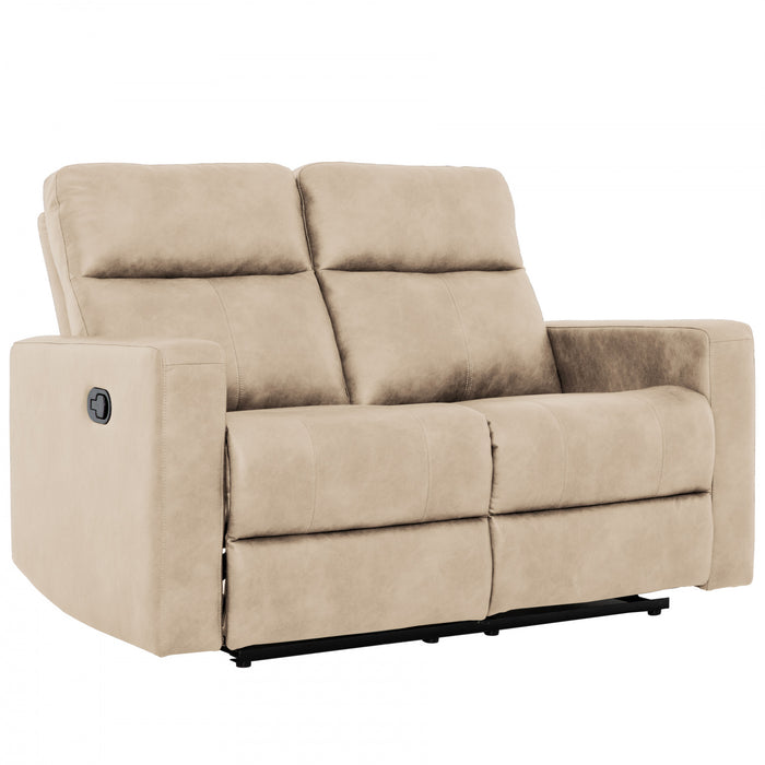Denton 57 in. Faux Leather Manual Reclining Loveseat - Taupe