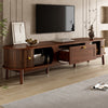 Oakmere 67 Inch Modern TV Stand with Drawer and Sliding Doors, Walnut | Oakmere Meuble TV Moderne 67 po avec Tiroir et Portes Coulissantes, Noyer