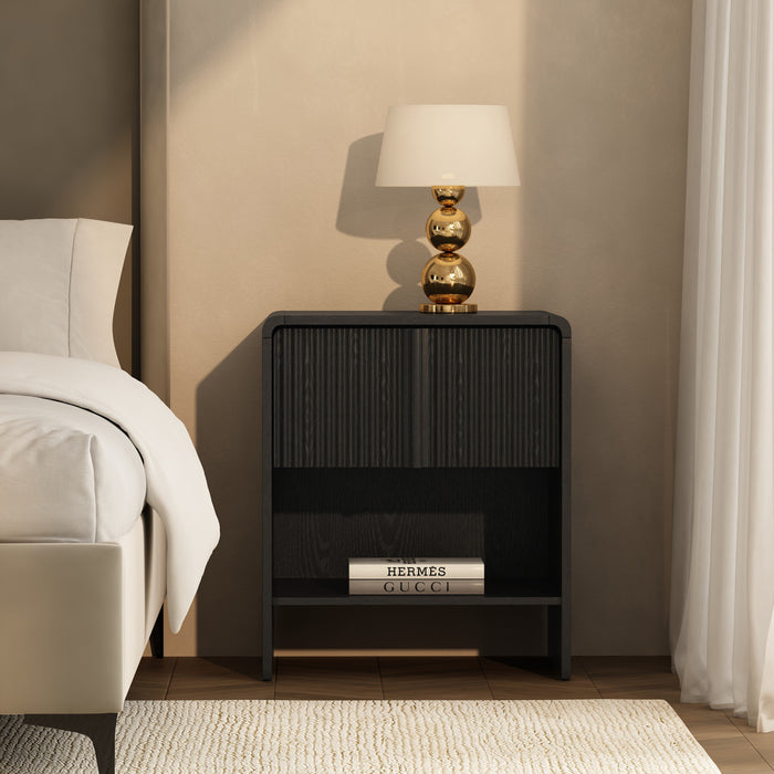 Novara Contemporary 22\" Nightstand in Black (1-Drawer)