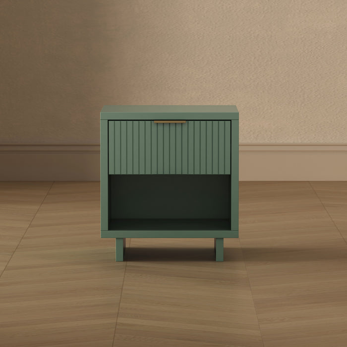 Elara Contemporary 18\" Solid Wood Nightstand in Sage Green (1-Drawer)