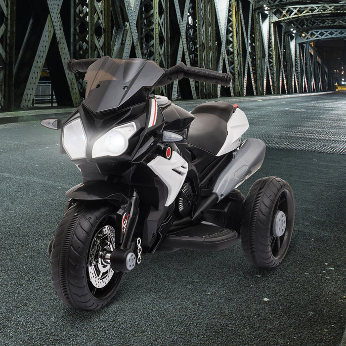 Qaba Kids Motorcycle, 6v Battery Powered Ride On Motorcycle With Music, Horn, Headlights, 3 Wheels Electric Bike For Kids, Gift For Boys & Girls, Black