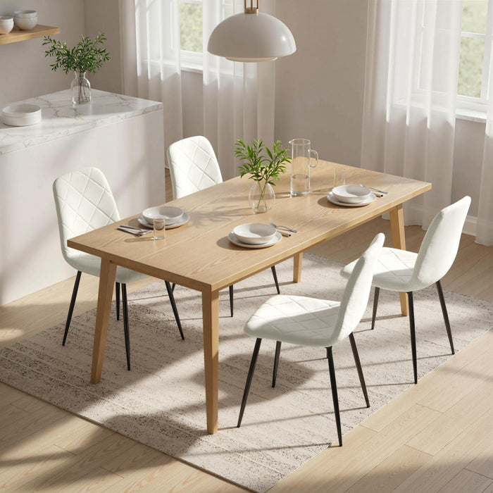 HOMCOM Dining Chairs Set of 4, Kitchen Chair with Metal Legs, Cream