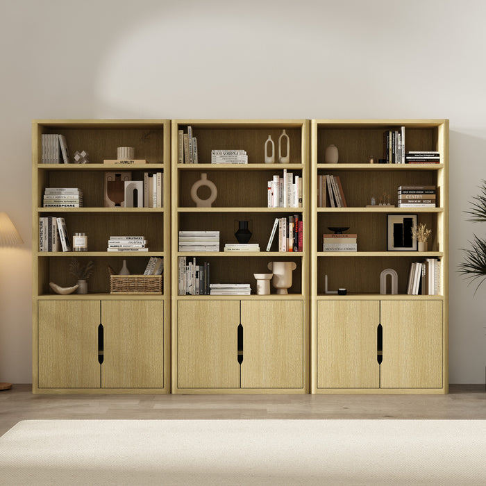 Rivington Modern 40\" Bookcase Cabinet in Natural Oak - Set of 3