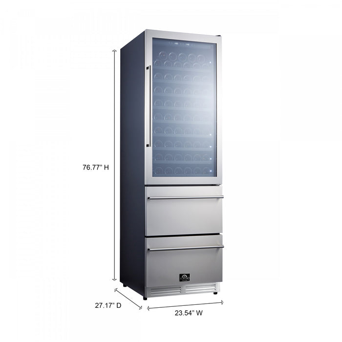 Forno Azienda 24\" Dual Zone Wine Cooler, 15.8 Cu.Ft, 108 Bottles & 100 Cans, Stainless Steel - FWCDR6628-24S Refrigerator
