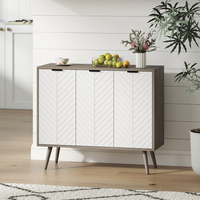 HOMCOM 36\" Sideboard, Buffet Cabinet with Adjustable Shelves, Grey