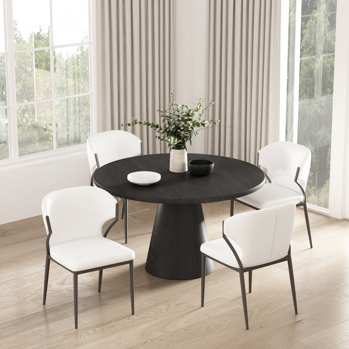 Kirsten Modern Vegan Leather Metal Dining Chair in White - Set of 4