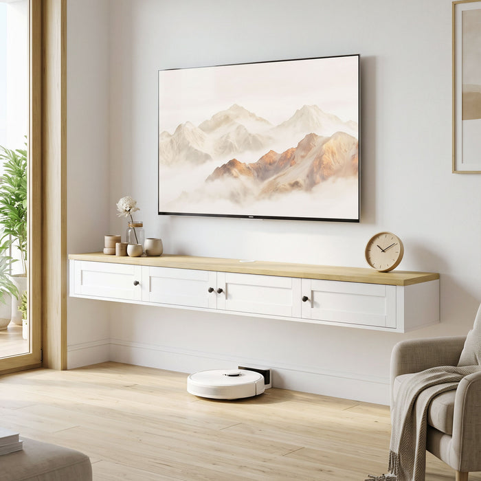 HOMCOM Floating TV Stand for TVs up to 82 Inch, Wall Mounted Media Console
