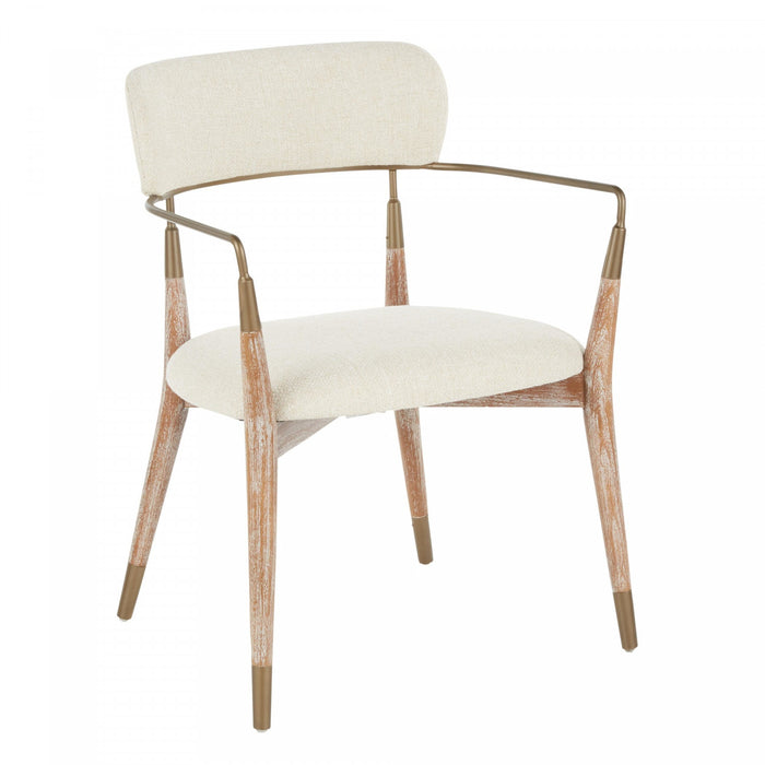 LumiSource Savannah Cream Fabric Contemporary Dining Chair - Set of 2