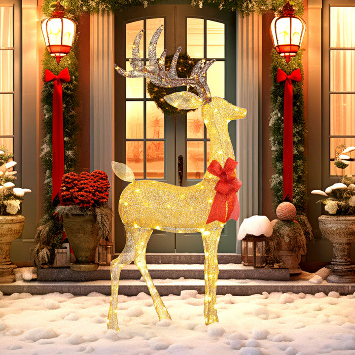 Outsunny Light Up Reindeer Christmas Decoration with 137 LED Lights Gold
