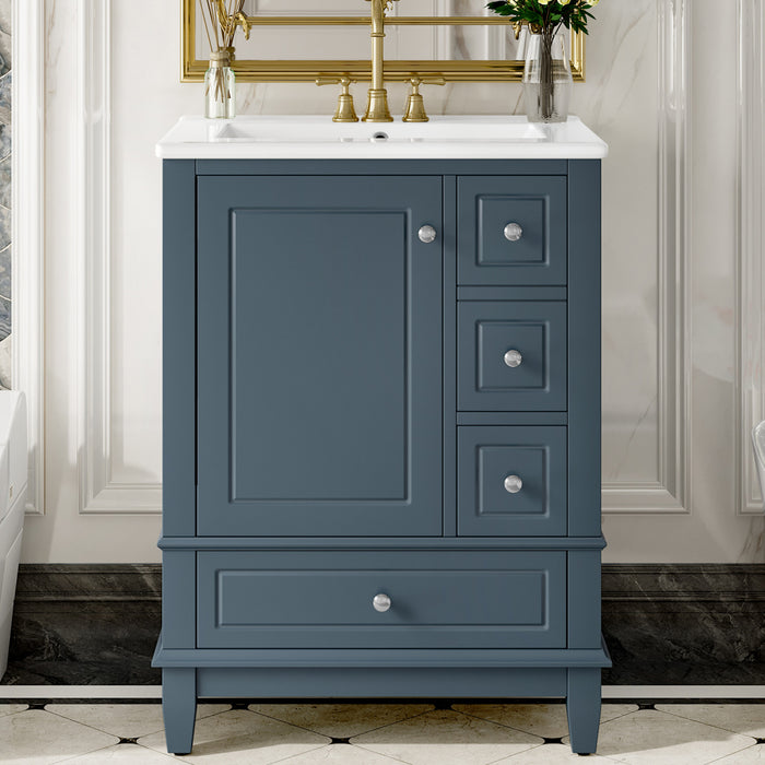 Sophia 24\" Bathroom Vanity with Ceramic Sink, Gray Blue