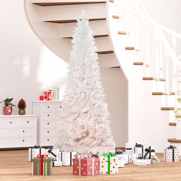 Homcom 7 Foot Artificial Christmas Tree With Metal Base Pink And White