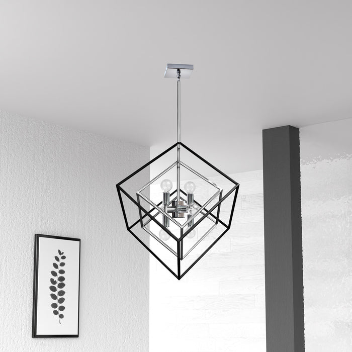 Dainolite Kappa 6 Light Pendant Polished Chrome/Matte Black Finish Lamp
