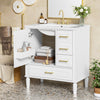 Emerson 30 Inch Bathroom Vanity with Ceramic Sink and Three Drawers, White | Emerson Meuble de salle de bain 30 pouces avec vasque en ceramique et trois tiroirs, Blanc