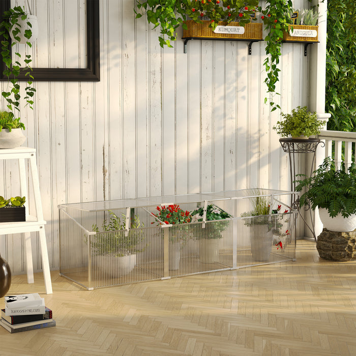 Outsunny Aluminium Cold Frame Garden Portable Greenhouse With Openable Top For Indoor, Outdoor, Flowers, Vegetables, Plants, 71\" X 21\" X 20\"