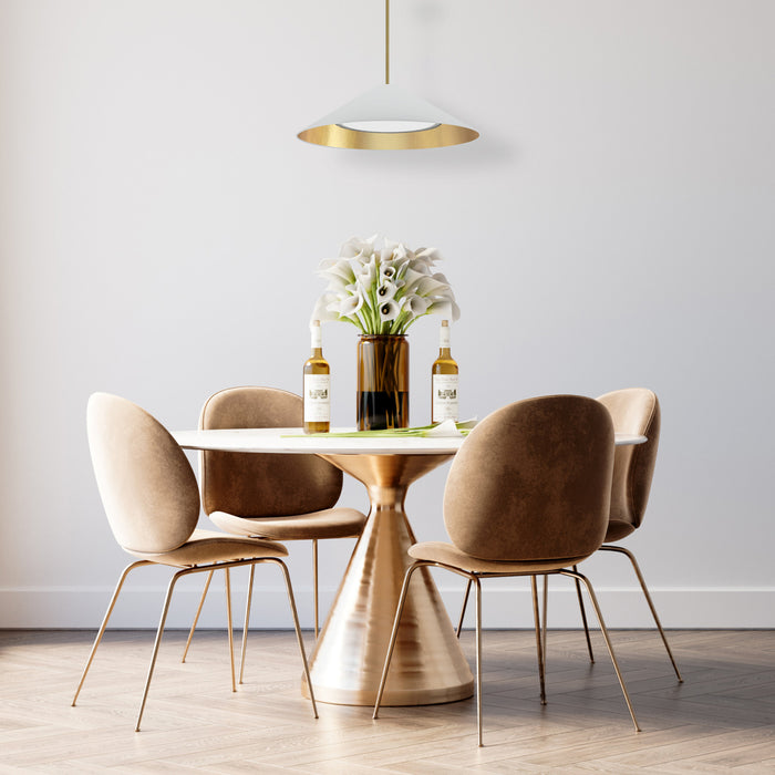 Dainolite Padme Pendant 30w Aged Brass White/Gold Shade Lamp
