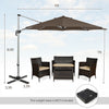 Costway 11 FT Outdoor Patio Umbrella, Round Cantilever Umbrella w/ 360° Rotation Brown