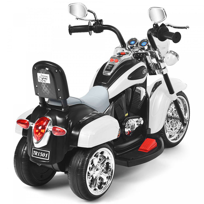 Costway 3 Wheel Kids Ride On Motorcycle 6v Battery Powered Electric Toy White