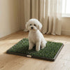 PawHut Dog Grass Pad with Tray, Artificial Grass Pet Training Toilet with Drainage Grid, 2 Grass Mats, Dog Potty Tray for Indoor Outdoor Use, Washable, 25" x 20", Black