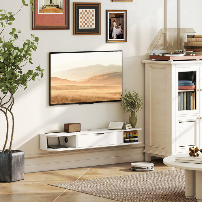 HOMCOM 47\" Floating TV Stand, Wall Mounted Media Console, White