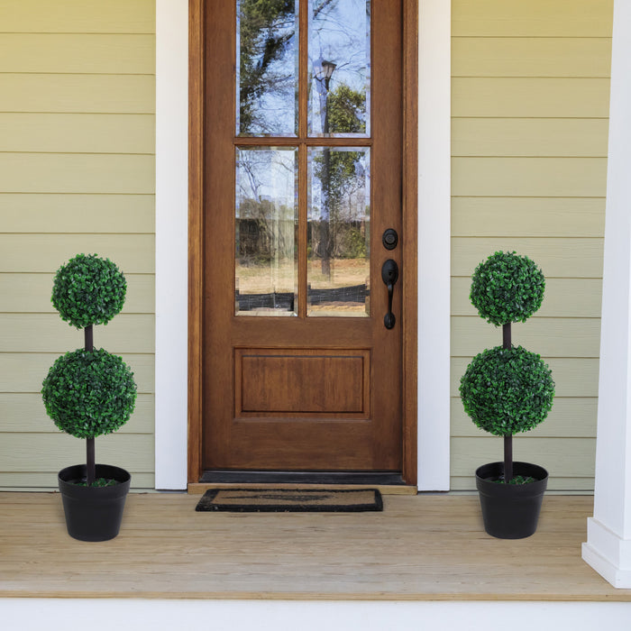 Outsunny 2 Ball Topiary Tree for Home Office, Living Room Decor