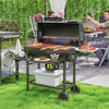 Outsunny 29" Charcoal BBQ Grill with Foldable Front Side Table, Barbecue Grill with Spacious Cooking Area, Shelf, Lid, Thermometer, Wheels for Outdoor Cooking, Patio Backyard Party