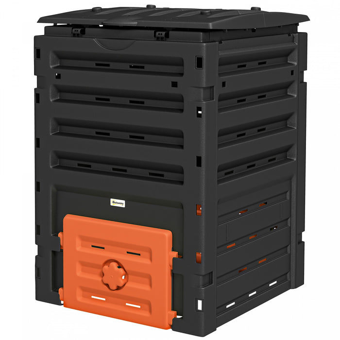 Outsunny 120 Gallon Compost Bin, Large Composter With 80 Vents, Orange