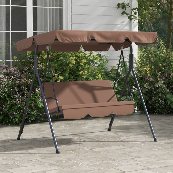 Outsunny 3-seat Patio Swing Chair With Adjustable Canopy Brown