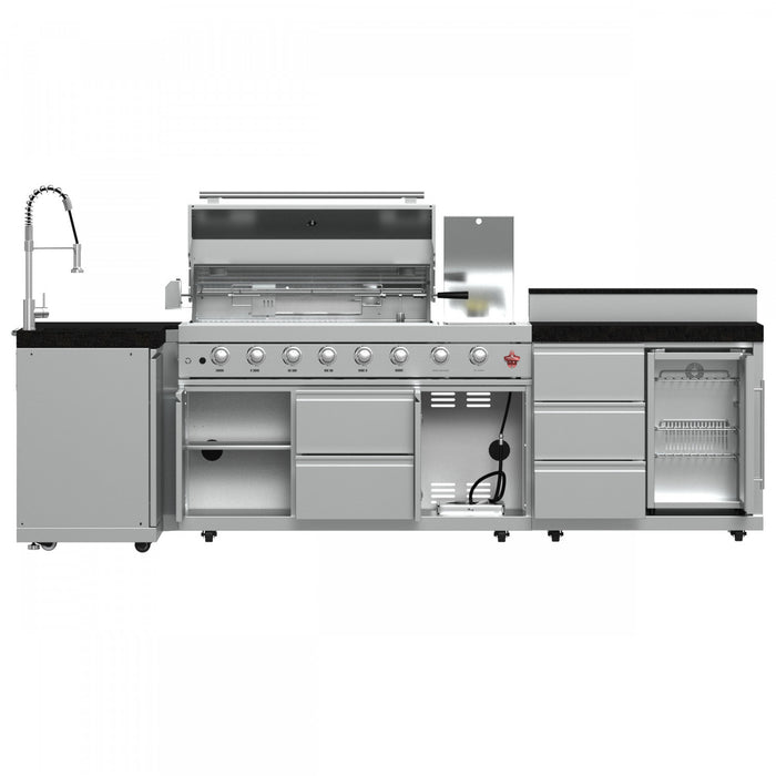 FORNO Bulnes Outdoor Kitchen 84,000 BTU Stainless Steel BBQ with Black Granite Countertops - FODKT2520BLK