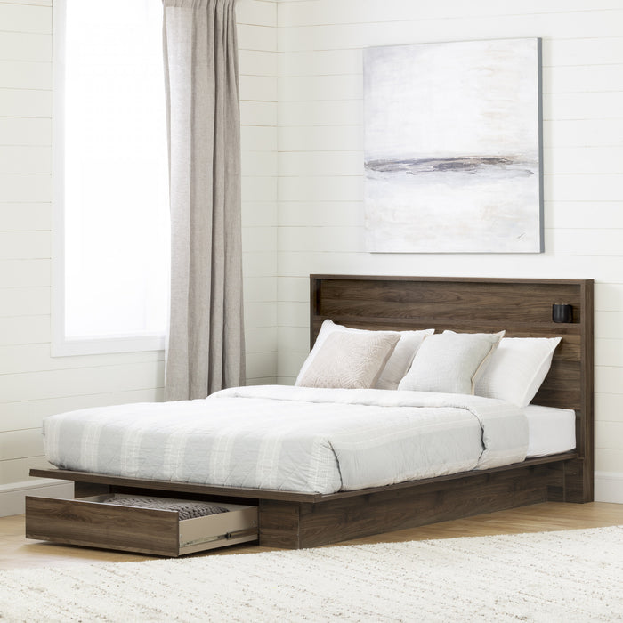 Tao Platform Bed And Headboard Set Natural Walnut - South Shore