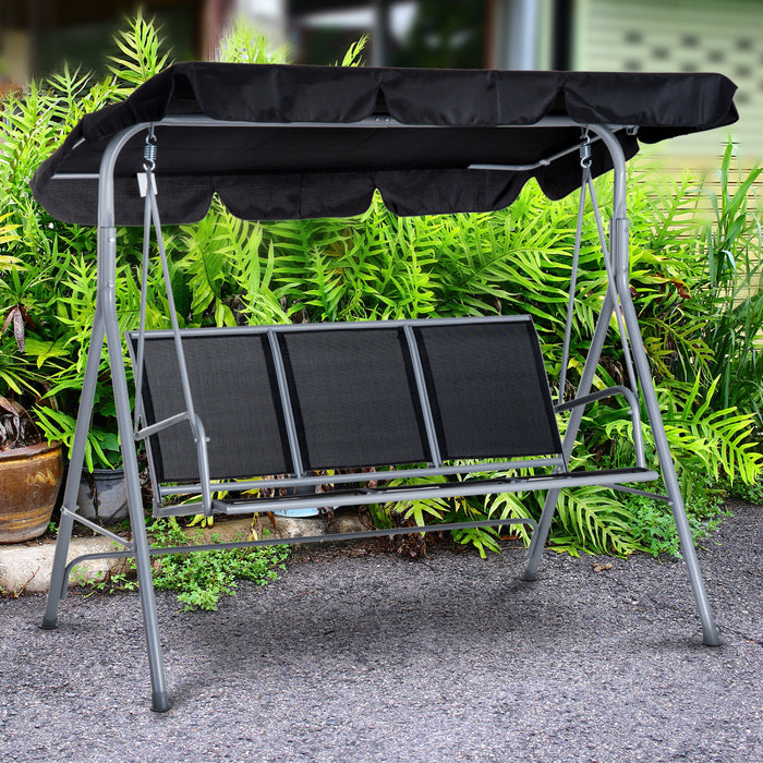 Outsunny 3-seater Patio Swing, Outdoor Swing Chair, A Frame Porch Swing With Canopy Garden Hammock Glider Bed, Black