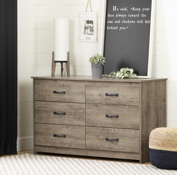 Tassio 6-Drawer Dresser Weathered Oak - South Shore