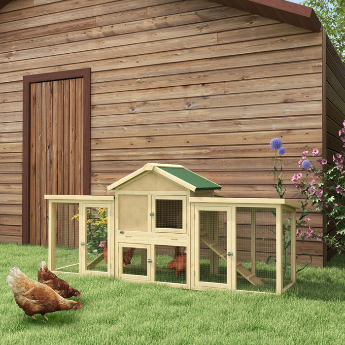 Pawhut 80\" Chicken Coop, Wooden Hen House Large Rabbit Hutch Poultry Cage Pen With Nesting Box, Run, Ramp, Drawer, For Outdoor Backyard Garden