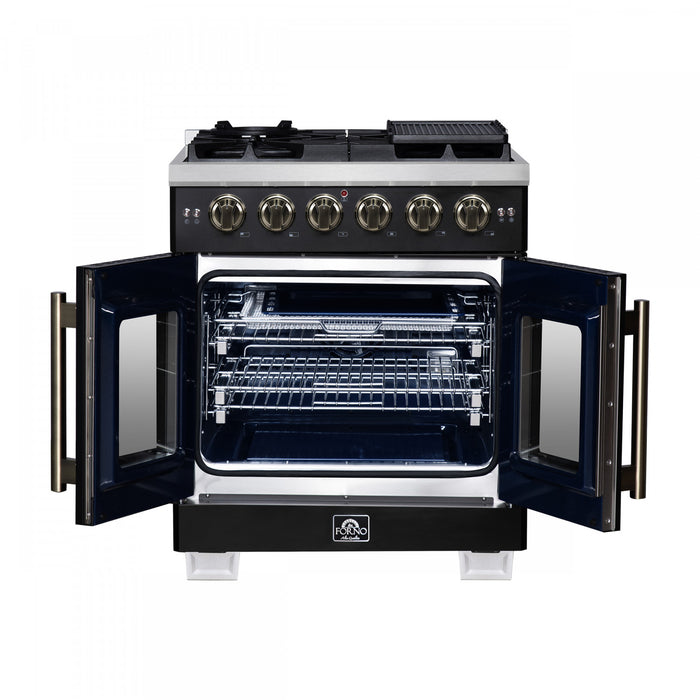 Forno Capriasca 30\" Black Gas Range 4.32 cu.ft -FFSGS6460-30BLK