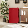 HOMCOM Mini Fridge with Freezer Thermostat Reversible Door, Red