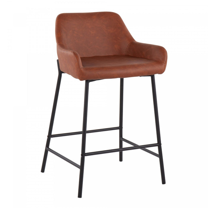 LumiSource Daniella Camel Faux Leather Industrial Counter-Height Stool - Set of 2