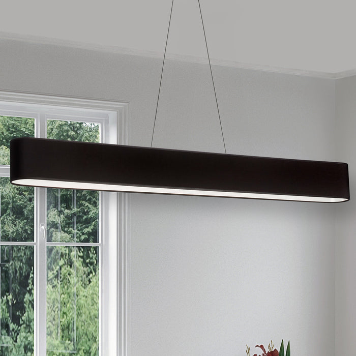 Dainolite Aubrey Horizontal Pendant 30w Oval Matte Black Black/White Shade Lamp