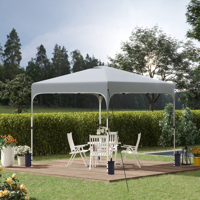Outsunny 10' X 10' Pop Up Gazebo, Foldable Canopy Tent With Carrying Bag With Wheels, 4 Leg Weight Bags, Mesh Sidewalls And 3-level Adjustable Height For Outdoor Garden Patio Party, Grey