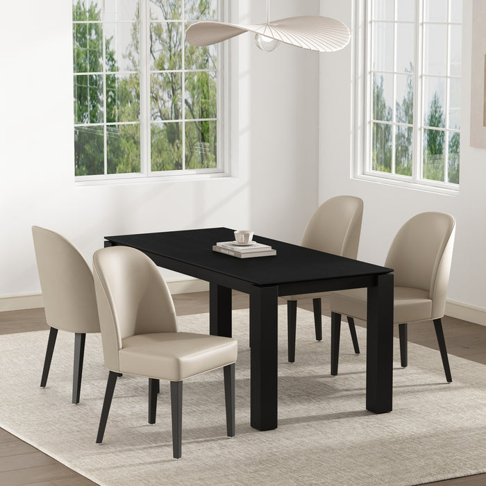Hillman Modern Wood Upholstered Dining Chair in Sand - Set of 4