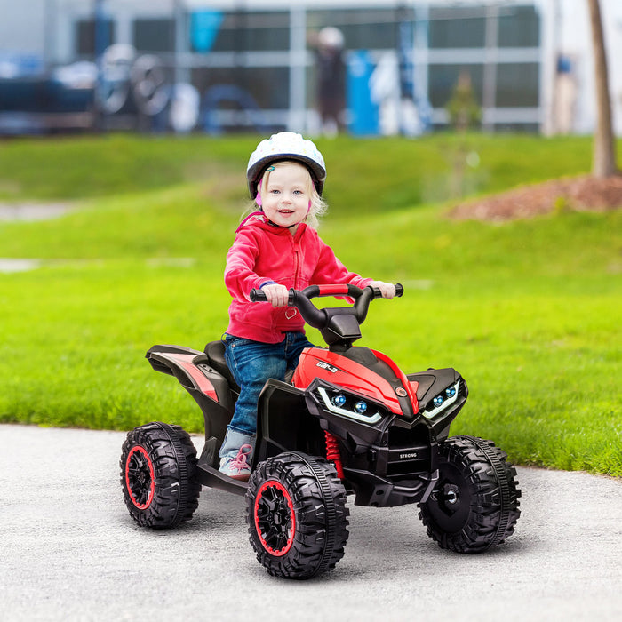 Aosom 12v Kids Atv, Four Wheeler Kids Quad With Music, Mp3, Headlights, High & Low Speed, Battery Powered Ride-On Electric Atv For Boys & Girls Gift, Red
